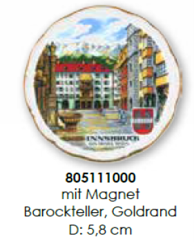 Teller Barock m. Magnet 5,8cm Motiv